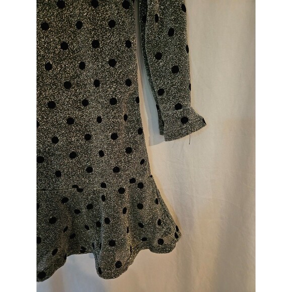 Youth Girls Dollie & Me Sz 6 Dress Metallic Silver Color W/ Black Dots - Picture 2 of 9